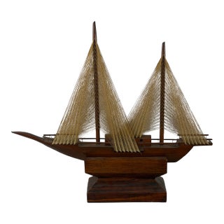 Vintage Hand Made Sailboat Model For Sale