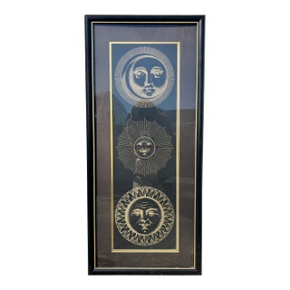 Vintage Piero Fornasetti Sol E Luna Series Print For Sale