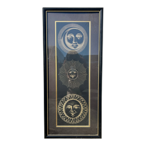 Vintage Piero Fornasetti Sol E Luna Series Print