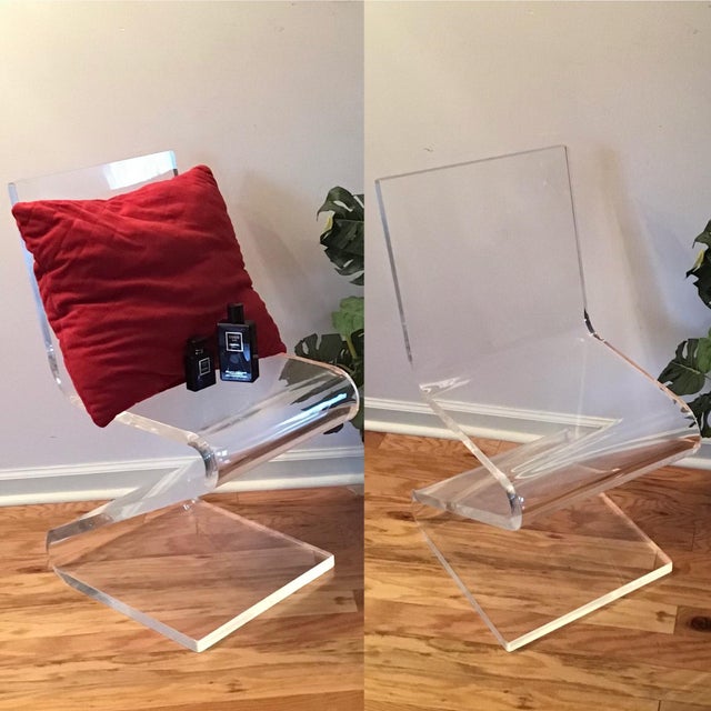 MidCentury Modern "Z" Chair Design Plexiglass Lucite Design Form
