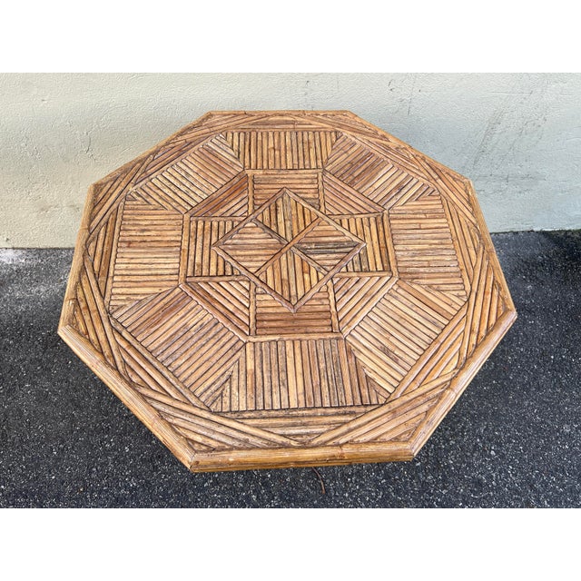 Mid 20th Century Rattan Bamboo Octagonal Dining or Center Table For Sale - Image 10 of 12