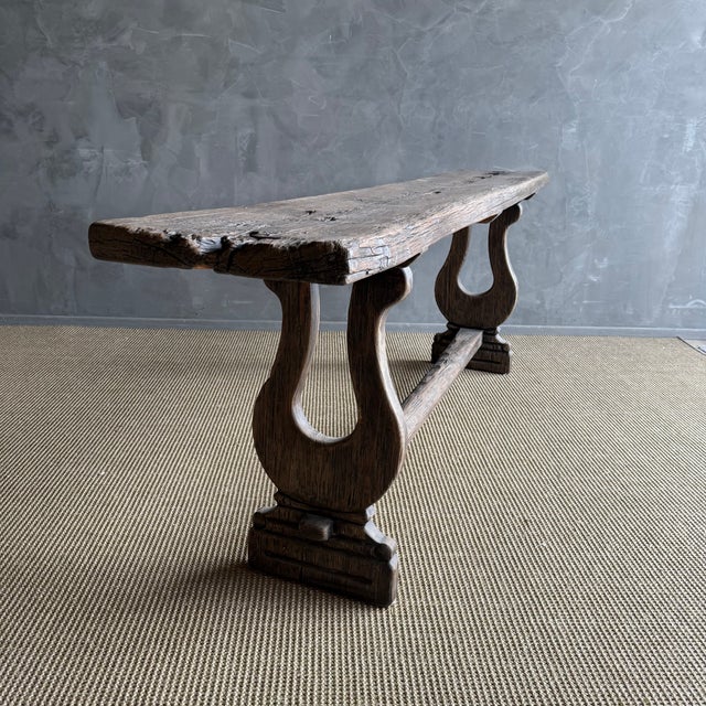 Vintage Elm Wood Console 97" For Sale - Image 4 of 15