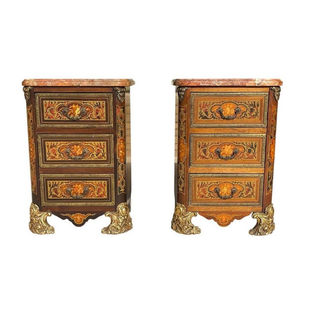 Boulle Marquetry Napoleon III Bedside Tables, Set of 2 For Sale - Image 13 of 13
