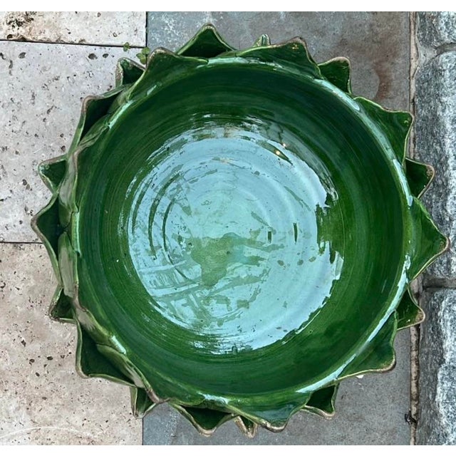 Italian Majolica Artichoke Pedestal Bowl, Emerald Green For Sale In Washington DC - Image 6 of 8