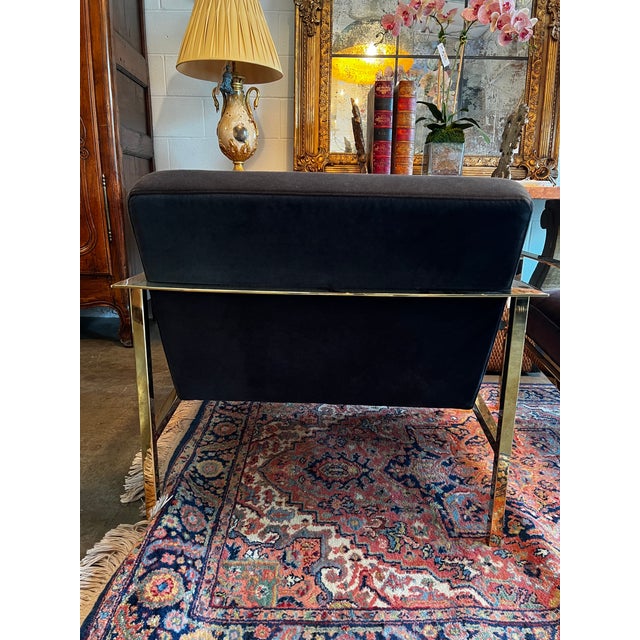Metal Pair of Dark Velvet Chairs For Sale - Image 7 of 8