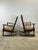 Brown Pair of Antique His & Her Rocking Chairs With Caned Back and Upholstered Seat For Sale - Image 8 of 11
