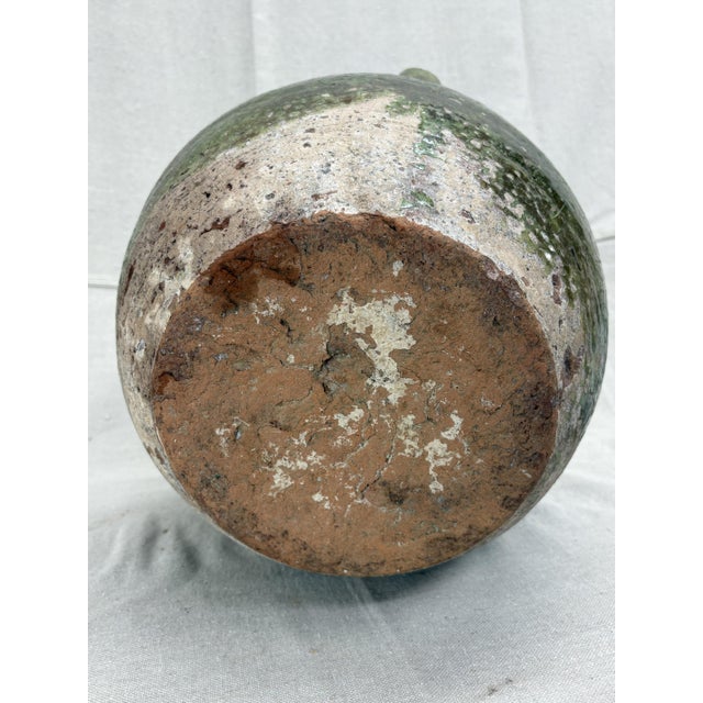 Early 20th Century Large Mediterranean, Green-Glazed Jar For Sale - Image 6 of 7