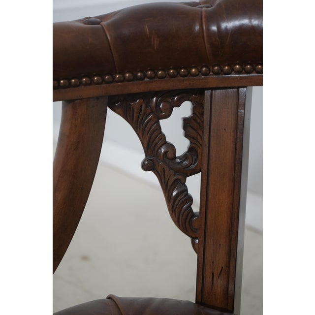 Set of 4 Maitland Smith Gentry Tufted Leather Game Chairs For Sale - Image 15 of 18