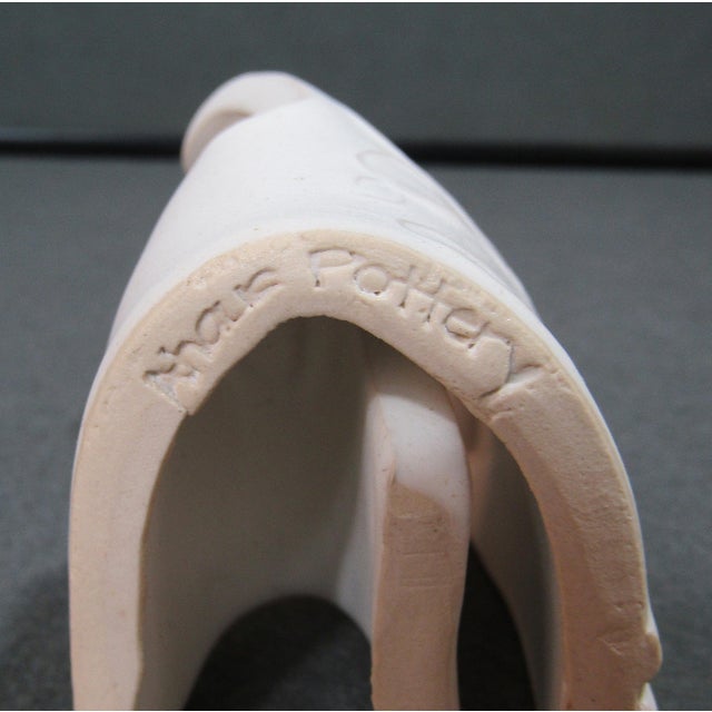 1970s Mid-Century Modern Abstract Family Studio Pottery Sculpture – Matte White Signed For Sale - Image 10 of 10