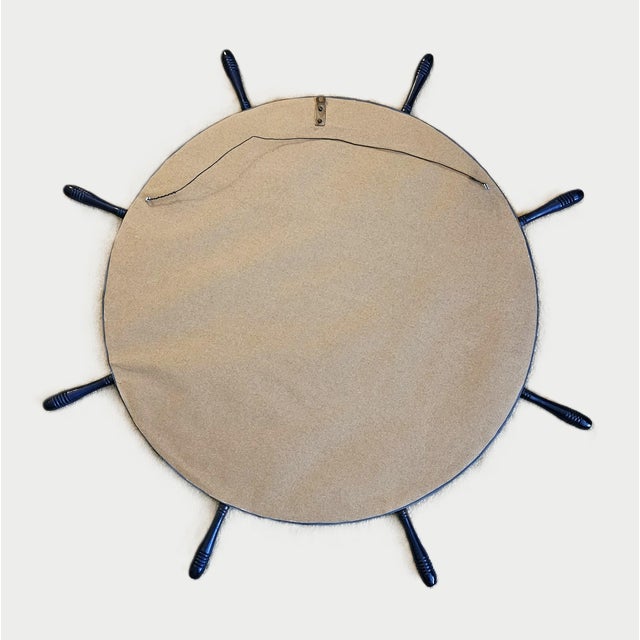 Superb 35" Oversized Restored Ship’s Wheel Wall Mirror Deep Navy Circa 40/50s For Sale - Image 12 of 14