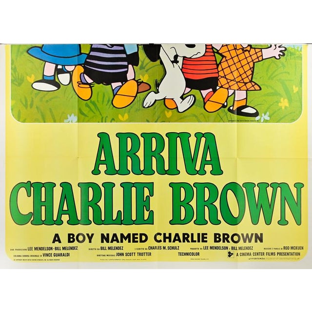 1960s Vintage Italian Arriva Charlie Brown Poster, 1960s, Paper, Folded For Sale - Image 5 of 6