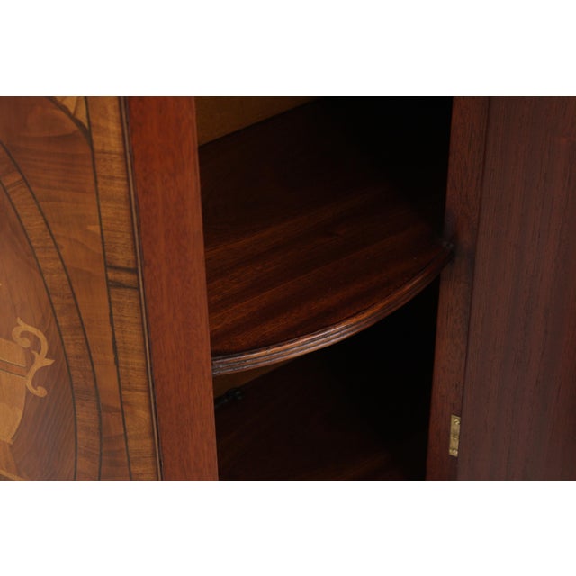 1990s Trosby Inlaid Yew Wood Demilune Cabinet Commode For Sale - Image 5 of 18