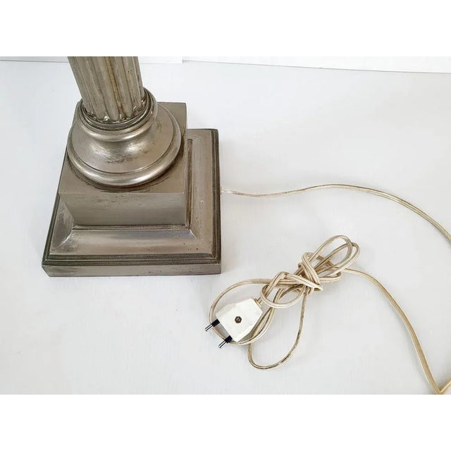 Large Ionic Silver-Plated Column Table Lamp, 1970s For Sale - Image 4 of 13