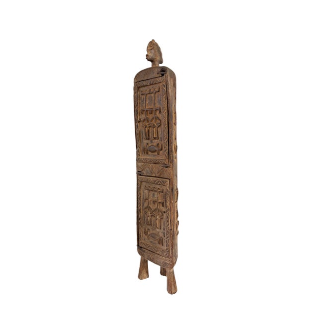 Large Vintage Unique Dogon Hand Carved Wooden Box Mali 25" H For Sale - Image 4 of 9