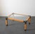 Metal Coffee Table in Briarwood and Brass, 1980s For Sale - Image 7 of 9