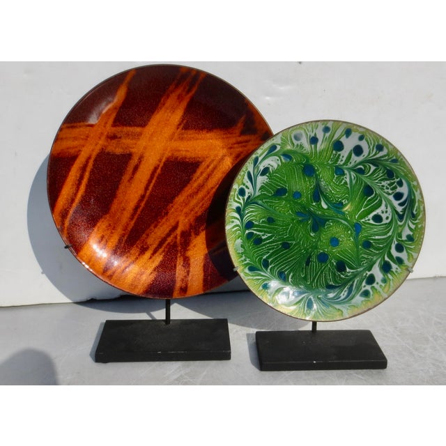 MCM Enamel Trays on Steel Display Mounts- A Pair of 2 For Sale In New York - Image 6 of 8