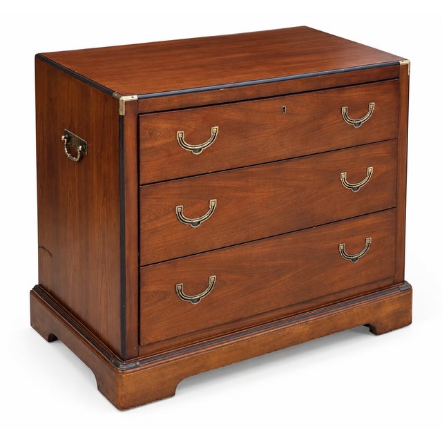 National Furniture Company 1970s National Mt. Airy Campaign-Style Three-Drawer Chest For Sale - Image 4 of 15