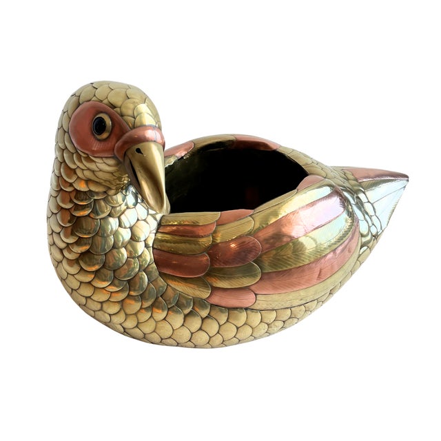 Figurative Late 20th Century Sergio Bustamante Brass & Copper Duck Planter Sculpture For Sale - Image 3 of 4