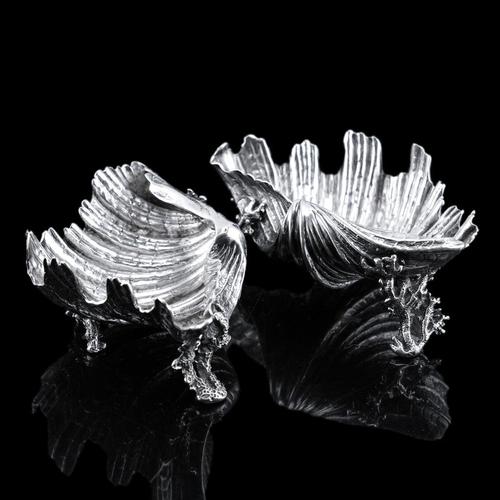 Antique Victorian Silver Salt or Butter Dishes with Cast Shell Decor from Stephen Smith, 1866, Set of 2 For Sale - Image 13 of 18