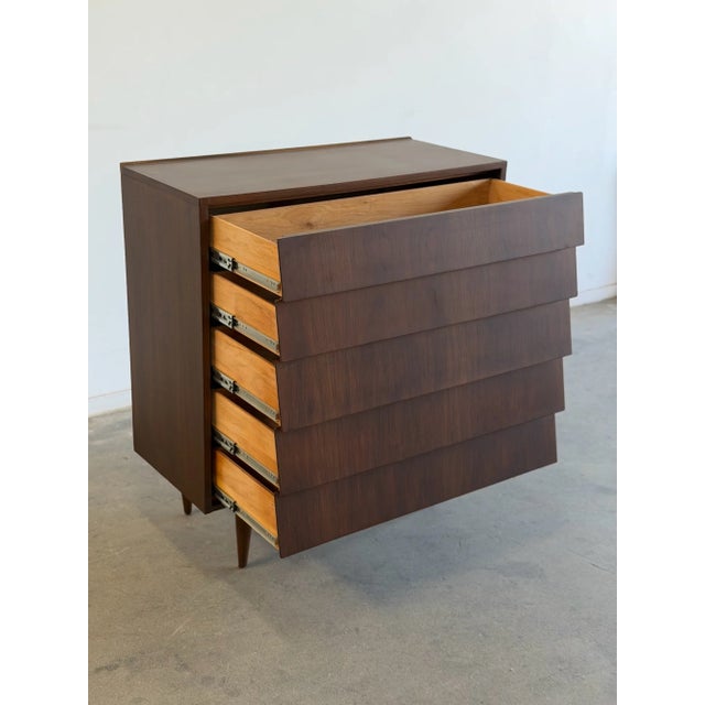 Wood 1960s Louvered Walnut Highboy For Sale - Image 7 of 16