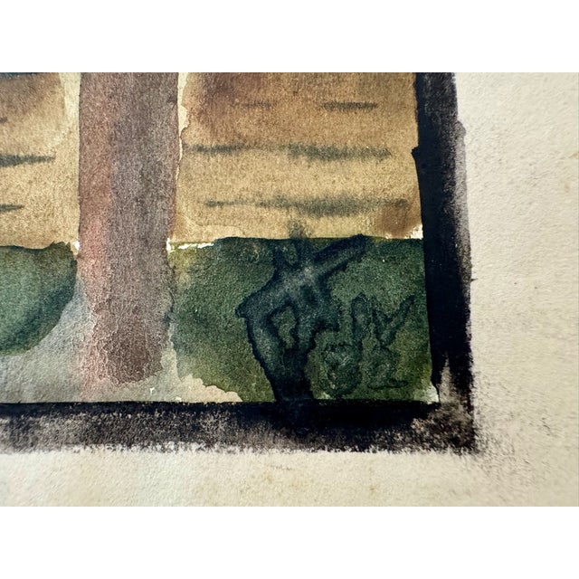 1930s Henry Emil Salloch Original Watercolor on Paper Architectural Village Scene. For Sale - Image 5 of 7