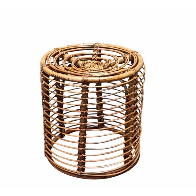 Beautiful mid-century pouf stool or side table attributed to Tito Agnoli. This fantastic stool was made in Italy in the...