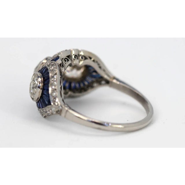 Circa 1920s Deco Platinum Sapphire Diamond 3.28 Carats Ring Size 6.5 For Sale In Los Angeles - Image 6 of 8