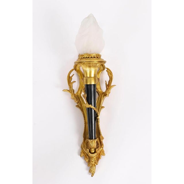 Rococo Antique Rococo Revival Ormolu and Glass Wall Lights, 1890s, Set of 2 For Sale - Image 3 of 10