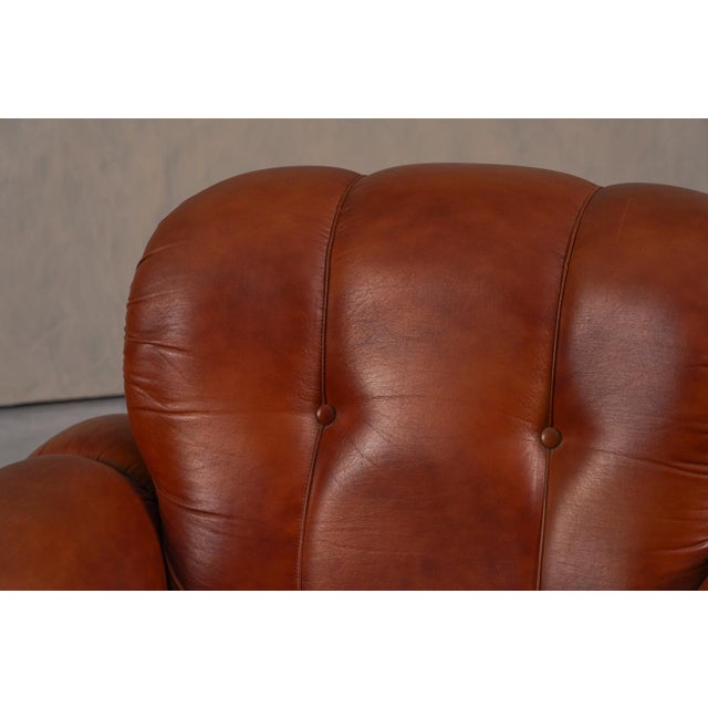 Vintage Italian Club Chairs in Cognac Leatherette, Italy, 1970s, Set of 2 For Sale - Image 12 of 15