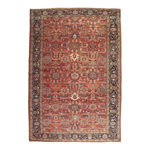 Antique Heriz Persian Rug in Red & Blue, 7'8'' X 11'2''