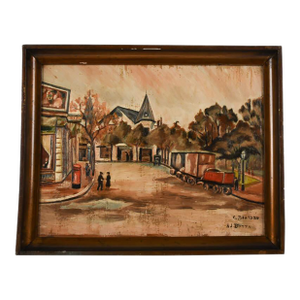 Framed Signed Aj Botta Oil on Board Landscape