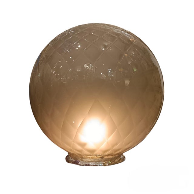 Murano Glass Smoky Reticulated Sphere Lamp, 1980s For Sale - Image 3 of 3