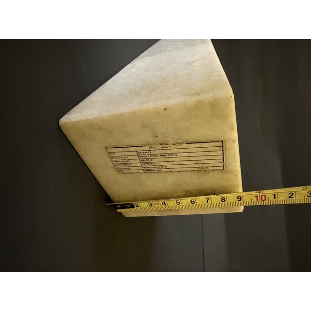 Late 20th Century Minimalist White Marble Obelisk Sculpture – 18.5" For Sale - Image 10 of 10