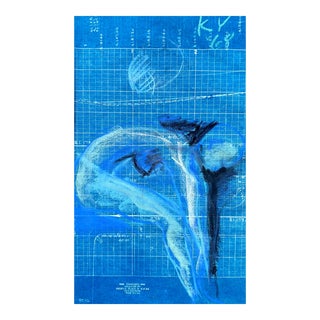 1968 Katherine Yares Bending Female Nude Drawing For Sale