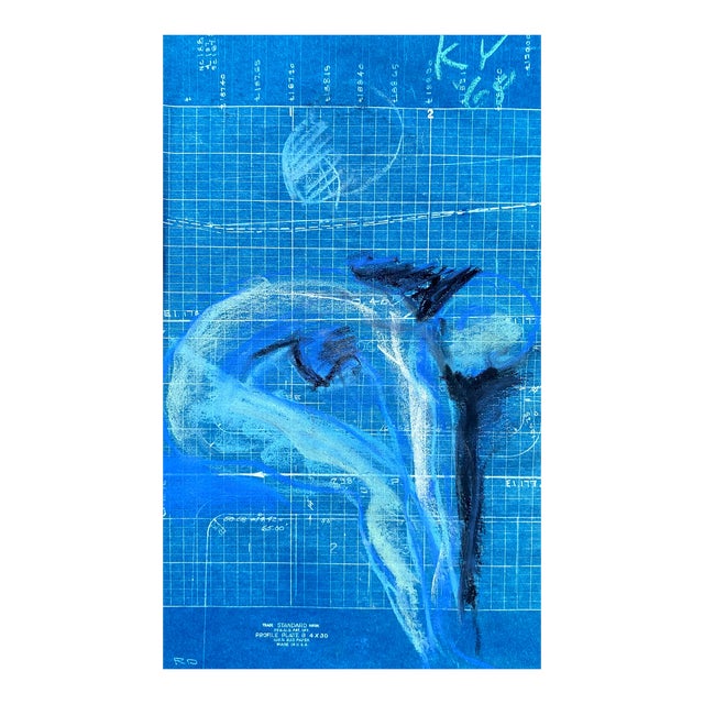 1968 Katherine Yares Bending Female Nude Drawing For Sale