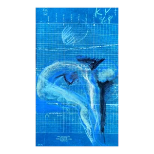 1968 Katherine Yares Bending Female Nude Drawing