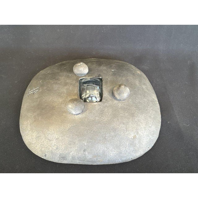 Table Bowl in Ceramic with Glass and Steel Inlay by Jean Fradin, 1970 For Sale - Image 6 of 7