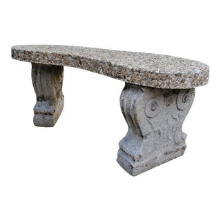 Vintage Pebbled Concrete Garden Bench For Sale
