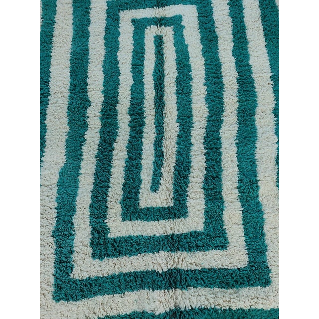 Contemporary Teal Green Wool Moroccan Beni Ourain Rug For Sale - Image 10 of 17
