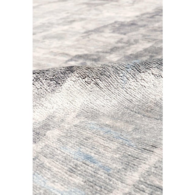 Pasargad Home Modern Silver Silk & Wool Area Rug- 9' 2" X 12' 0" For Sale - Image 4 of 7
