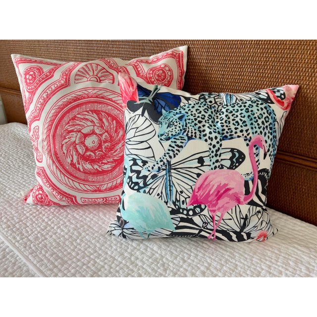 Contemporary It’s a Jungle Out There Tropical Animal Pillow Cover For Sale In Miami - Image 6 of 12