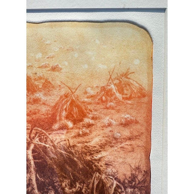 "Paiute Wikiup" Etching Roy Purcell Artist’s Proof Framed Native American For Sale - Image 9 of 16