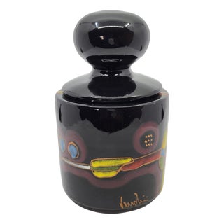 Covered Pot in Black Ceramic by Cesare Verzolini, Italy, 1960 For Sale