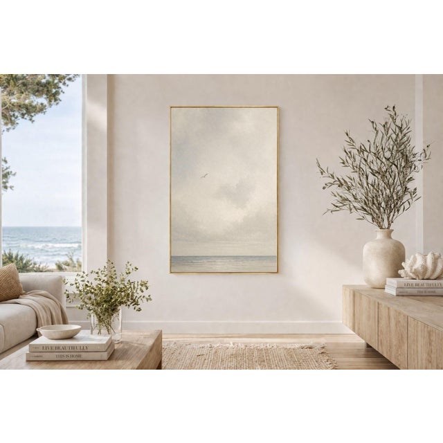 Minimalist Coastal Horizon, Neutral Seascape Wall Art Print, 24″ × 36″ For Sale - Image 4 of 9