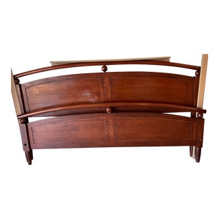 1980s Vintage Mid-Century Modern Ethan Allen Elements Collection King Bed Headboard Footboard Rails For Sale