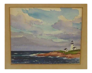 1932 Lighthouse Painting by Stanley Wingate Woodward