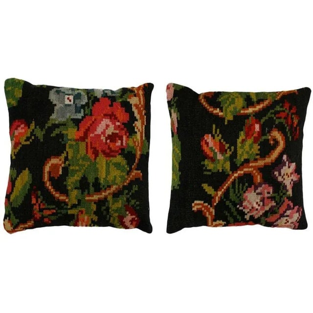 Mid Century Spanish Square Pattern Wool Scatter Cushions, Set of 2 For Sale - Image 6 of 6