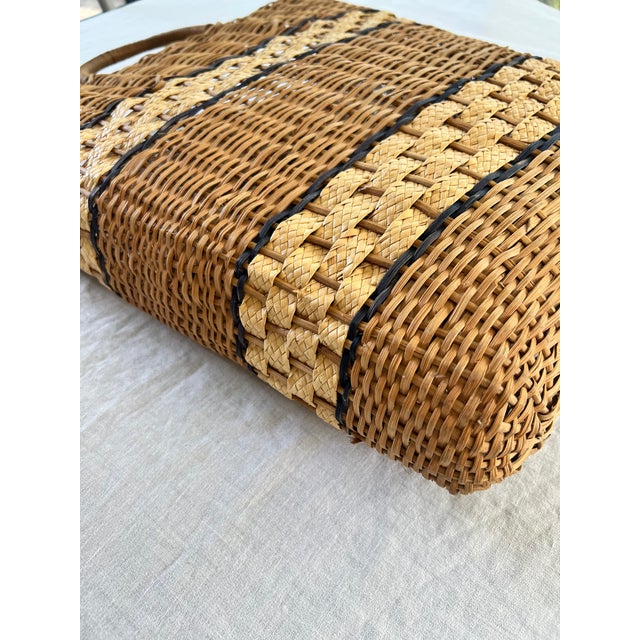 Handwoven Bamboo Fan and Market Tote For Sale - Image 9 of 10