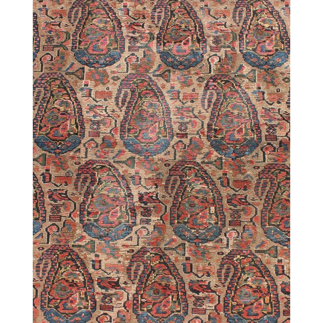Late 19th Century Late 19th-Century Antique Persian Paisley Seneh Malayer Rug With Large Paisley Field 4'0"x9'2" For Sale - Image 5 of 7