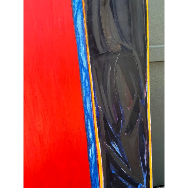 Late 20th Century Vintage Monumental 1984 Original Geometric Abstract Oil on Canvas For Sale - Image 5 of 12